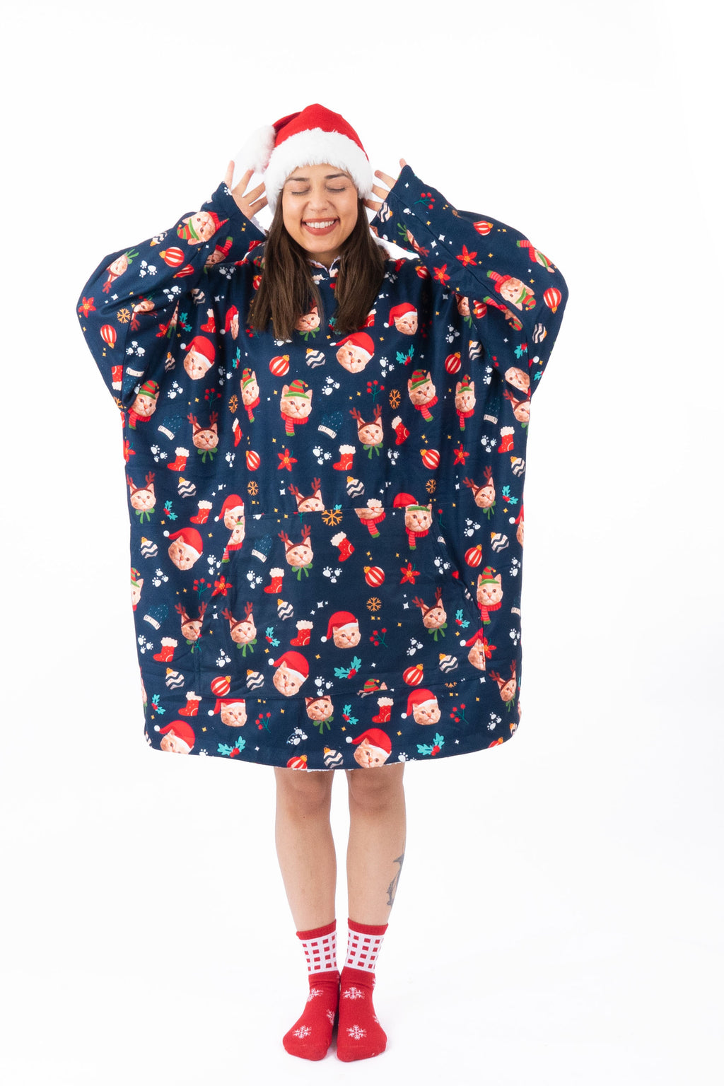 Christmas Custom Pet’s Face Matching Pajama Collection Hoodie Blanket