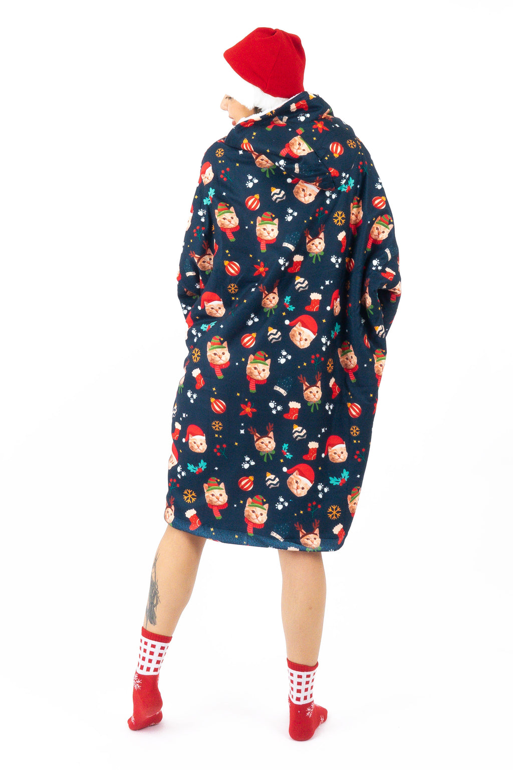 Christmas Custom Pet’s Face Matching Pajama Collection Hoodie Blanket