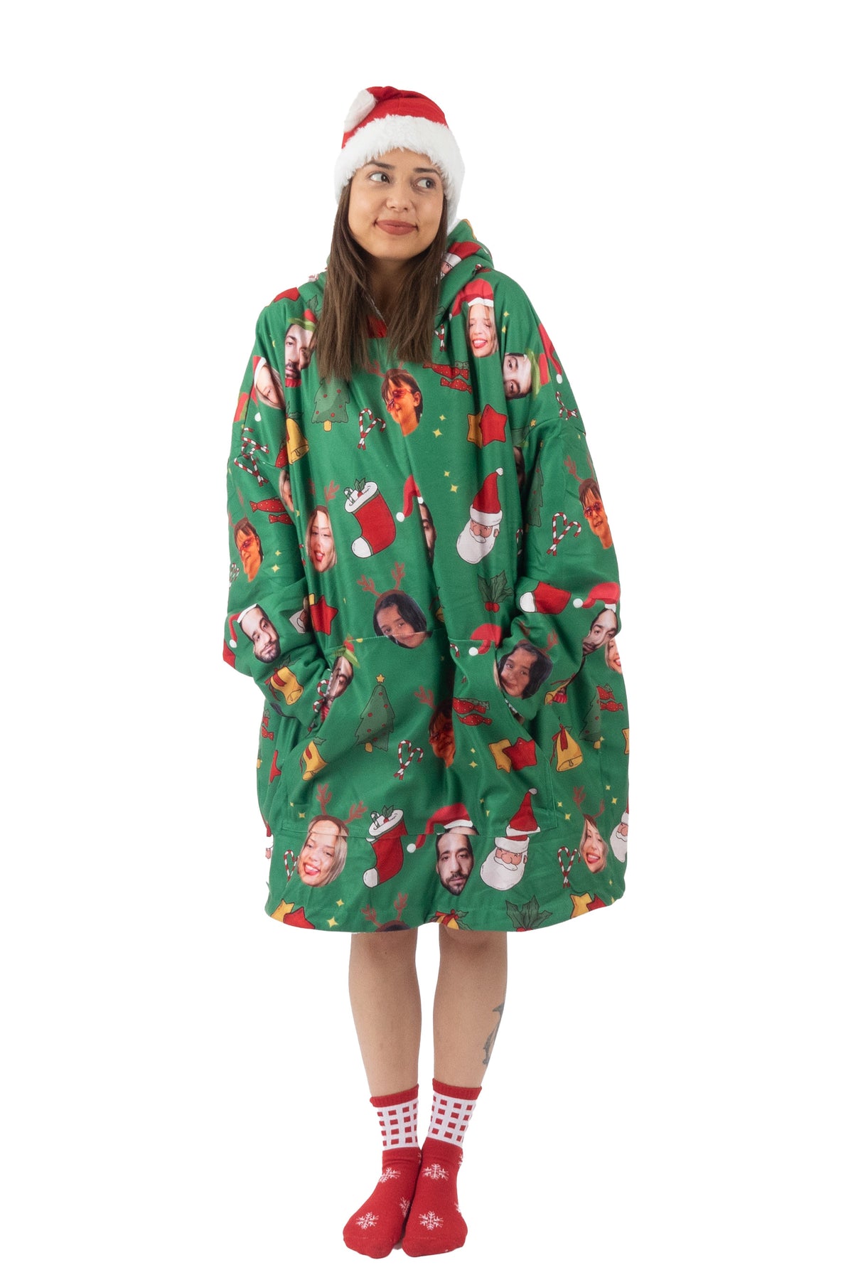 Christmas Custom Face Family Matching Pajama Collection Hoodie Blanket
