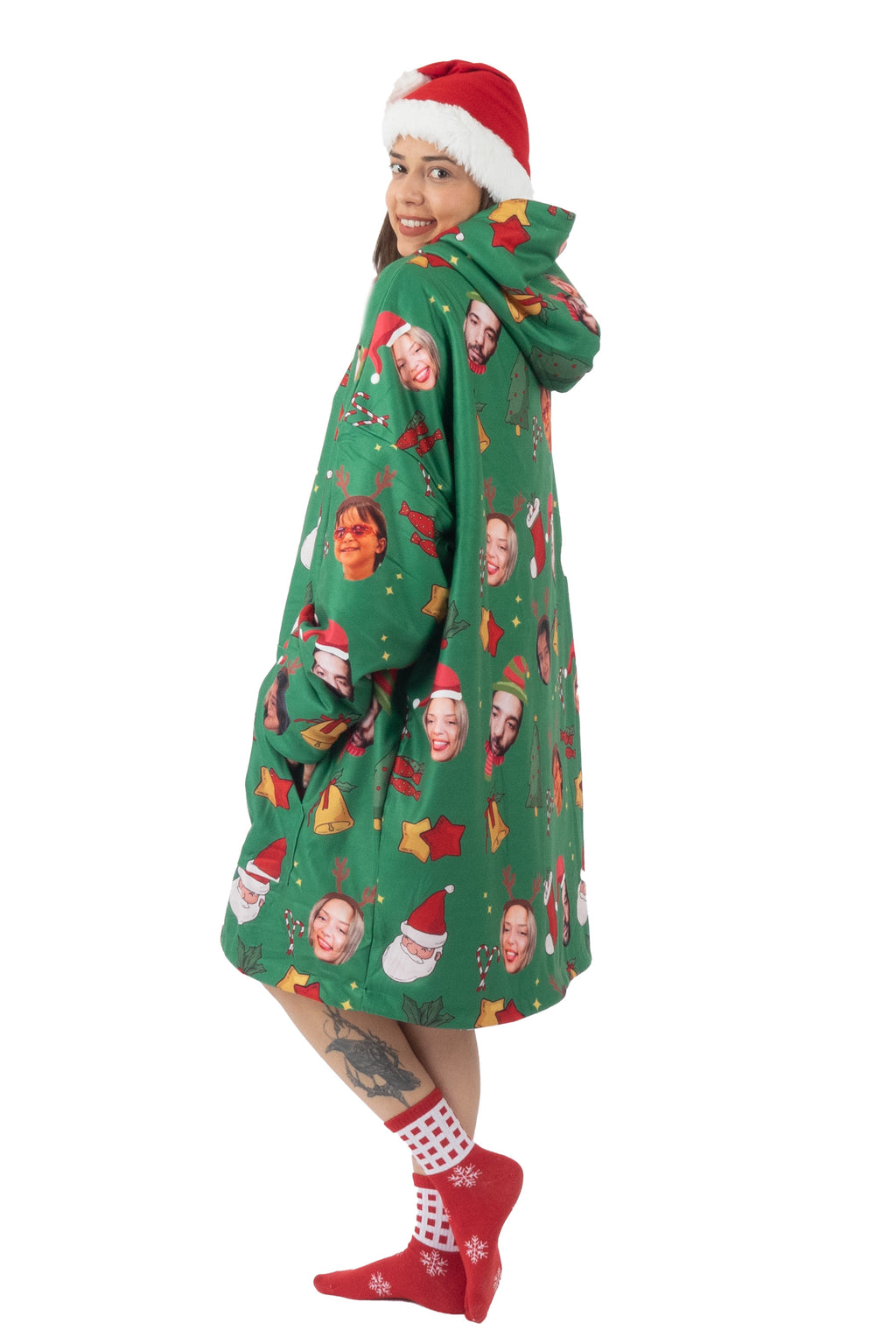 Christmas Custom Face Family Matching Pajama Collection Hoodie Blanket