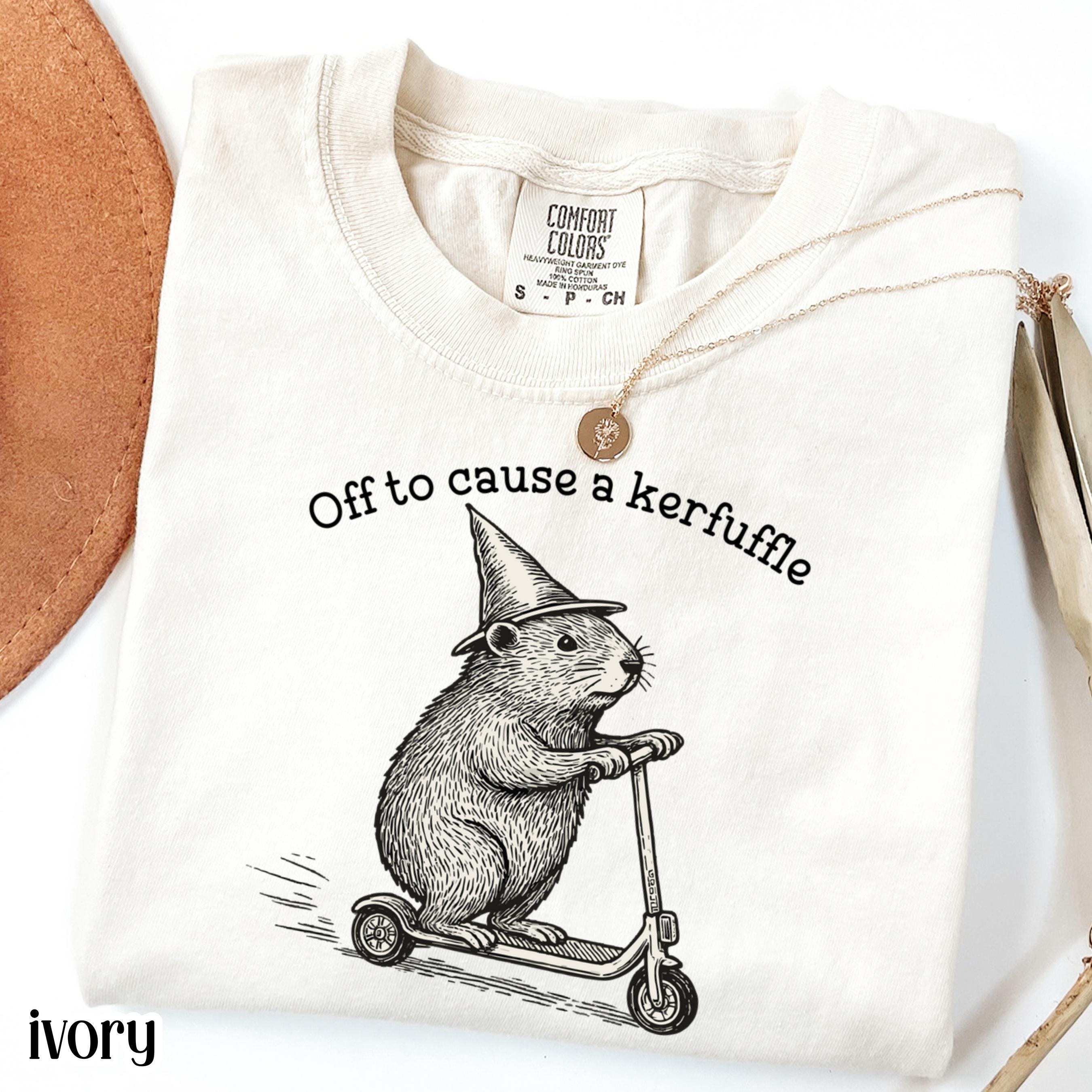 Off Cause Kerfuffle Comfort Colors Groundhog Scooter Silly Animal Mental Health Tee Humor Sarcastic (2)
