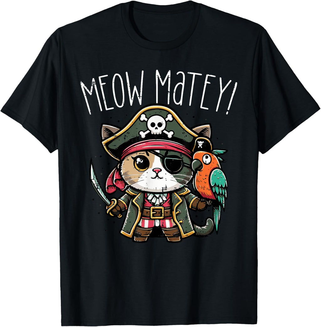 Pirate Cat Meow Matey Kitten Kitty Unisex T-shirt, Sweatshirt, Hoodie (1)