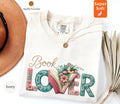Book Lover Comfort Colors Floral Bookworm Reader Knitted Letters Tee Pastel Bookish Literary (1)