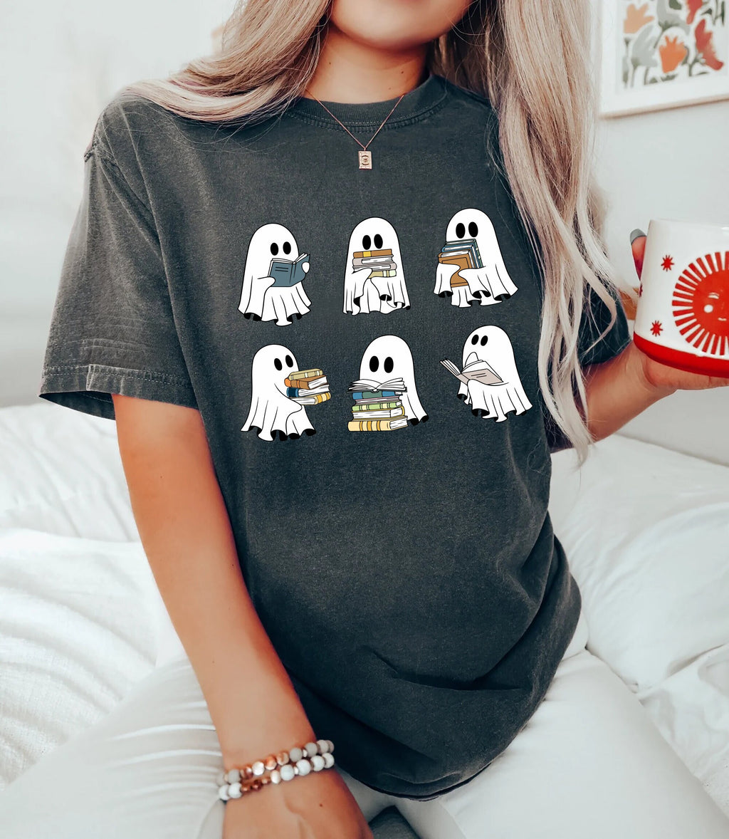 Comfort Colors Ghost Reading Books Bookish Halloween Halloween Teacher Librarian Halloween Ghos (3)