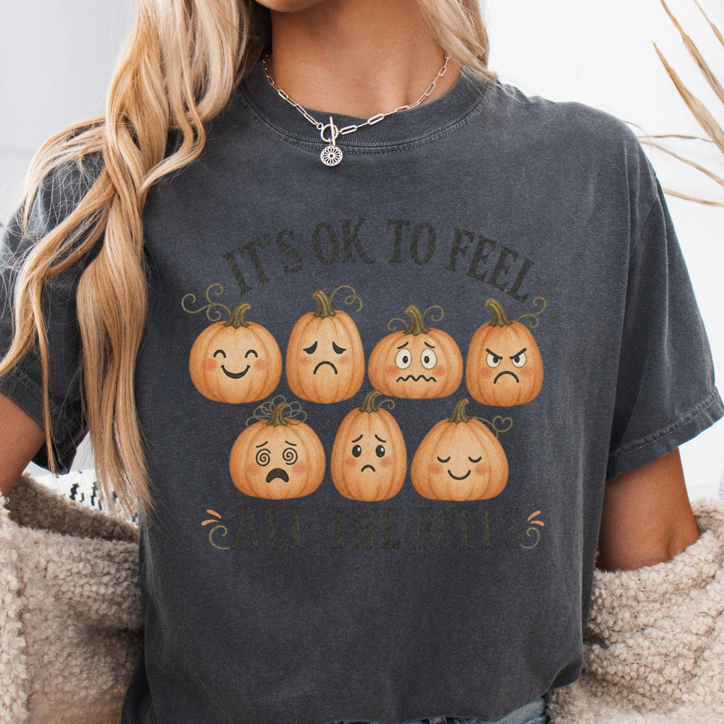 It'S Ok Feel Feels Mental Health Pumpkin Tee Counselor Therapist Fall Emotional Wellness (4)