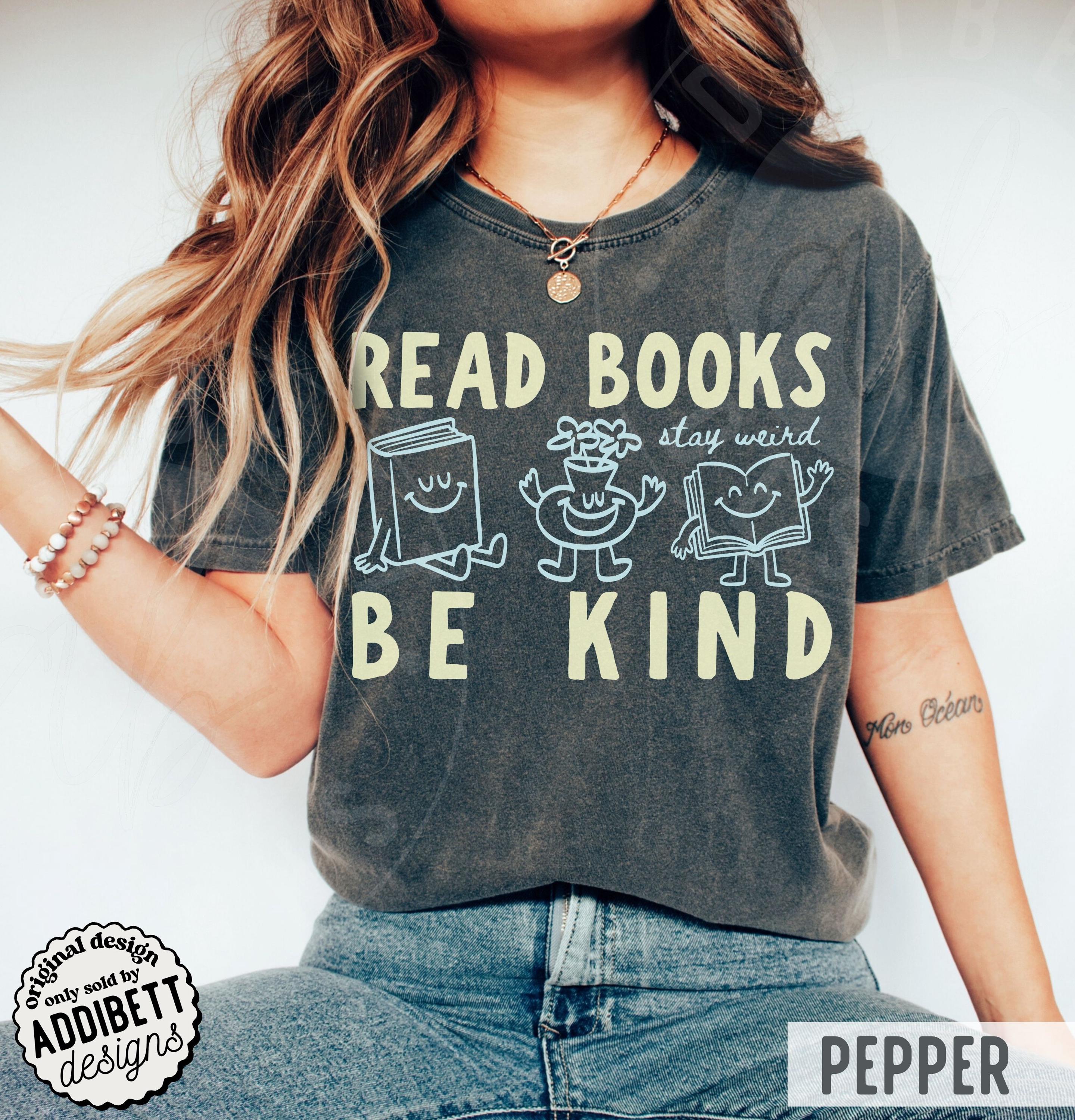 Comfort Colors Read Books Kind Stay Weird Retro Doodle Tee (2)