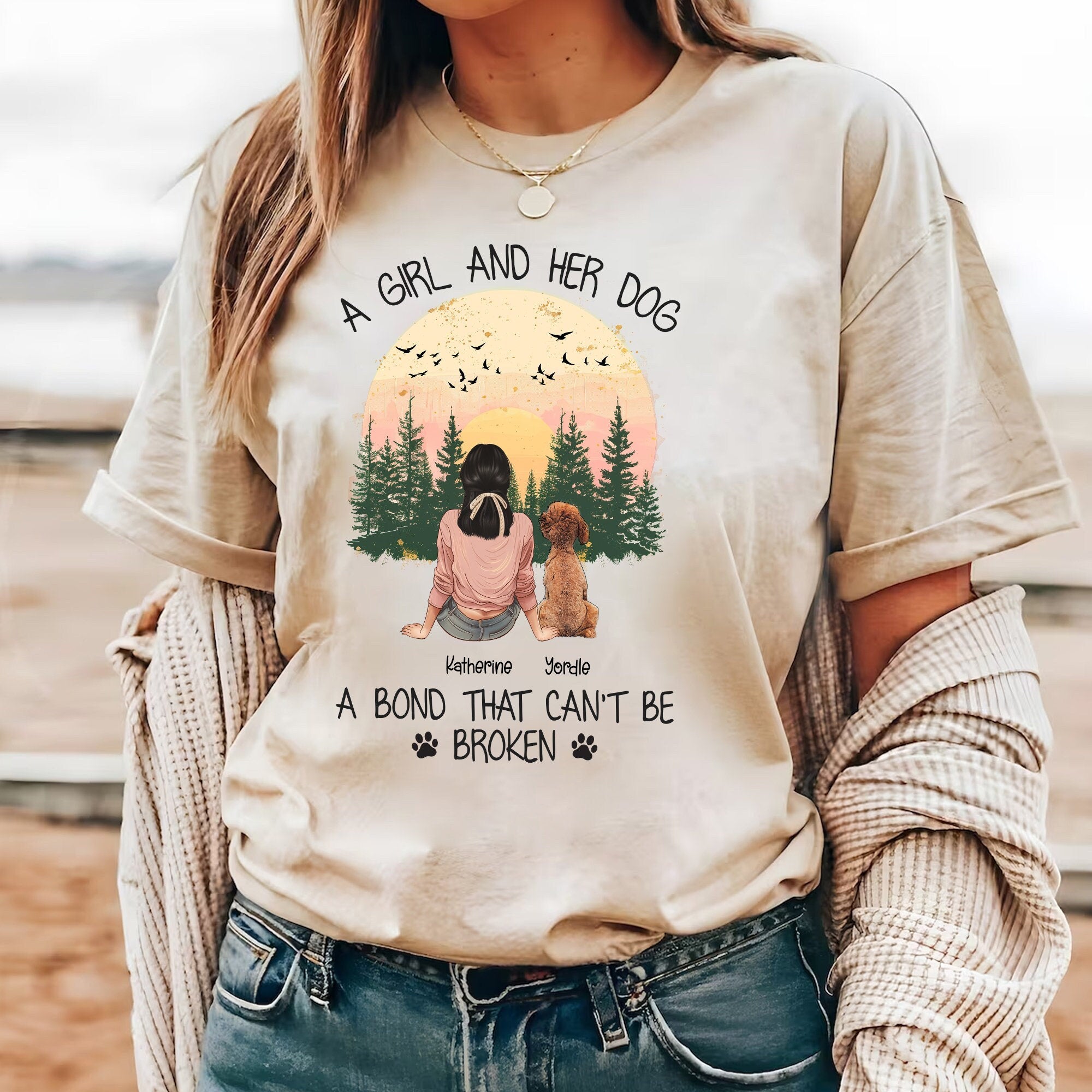 Personalized Girl Dog Custom Pet Lover Unisex T-shirt, Sweatshirt, Hoodie (1)
