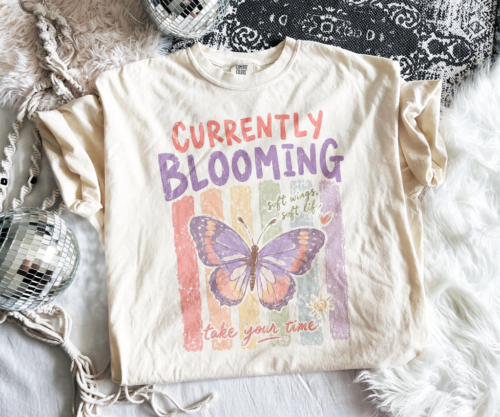Comfort Colors Currently Blooming Mental Health Preppy Pastel Striped Butterfly (2)