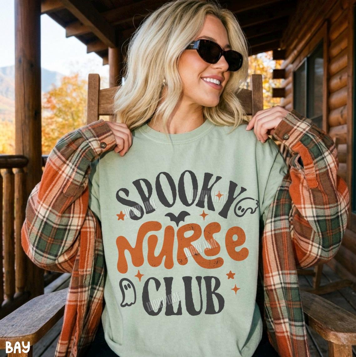 Spooky Nurse Club Nurse Halloween Halloween Nurse Registered Nurse Nurse Work Ghost Halloween Tee (4)