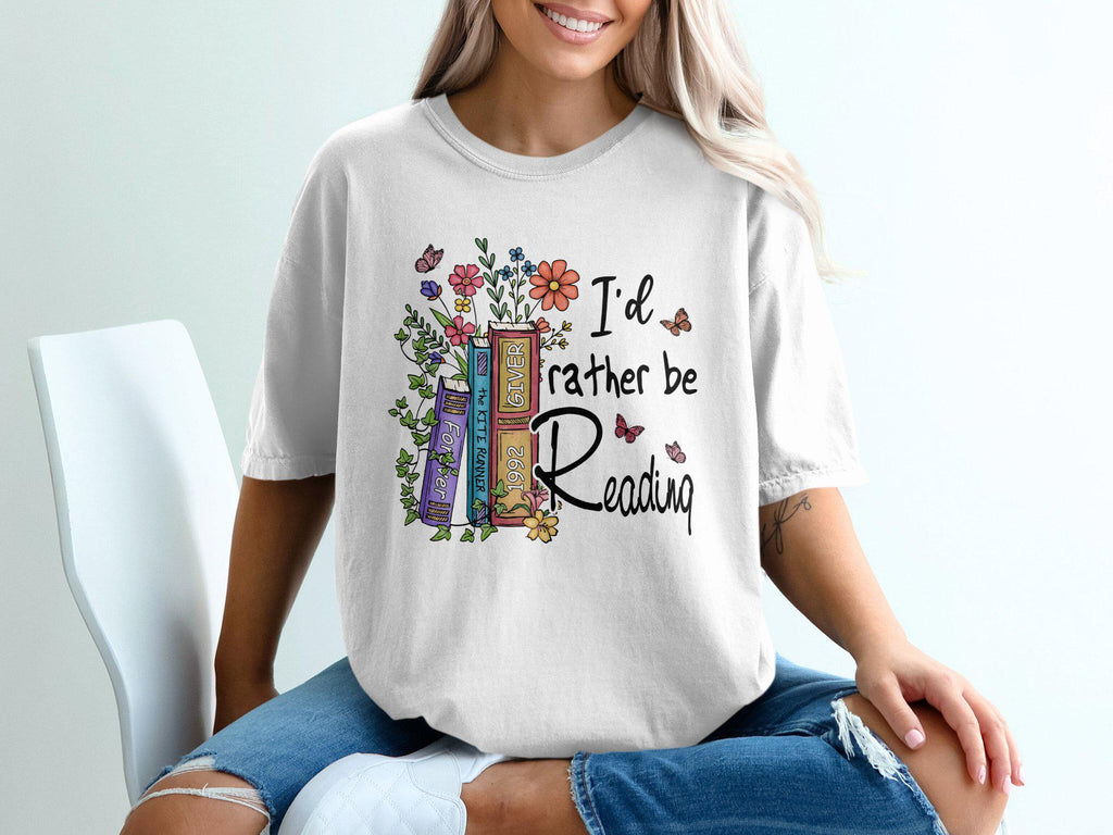 Comfort Colors I'D Rather Reading Book Lover Casual Reading Literature Enthusiast Tee Bookworms (3)