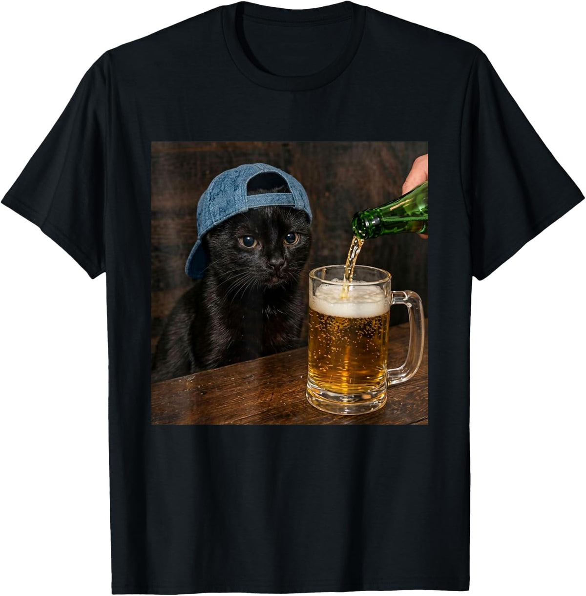 Black Cat Drinking Beer Black Cat Meme Unisex T-shirt, Sweatshirt, Hoodie (1)