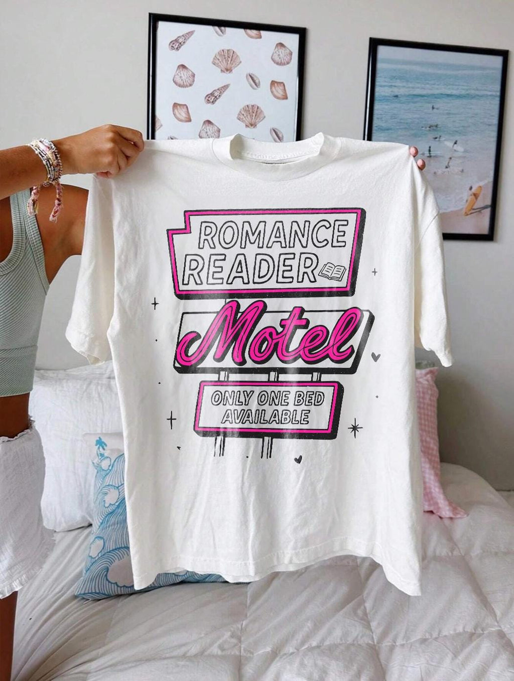 Romance Reader Book Lover Book Trope Only Bed Dark Romance Bookish Tee Pink Bookworm Reader Girly Coquette (3)