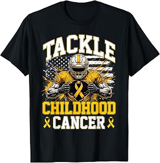 Tackle Childhood Cancer Awareness Football Gold Ribbon Unisex T-shirt, Sweatshirt, Hoodie (1)
