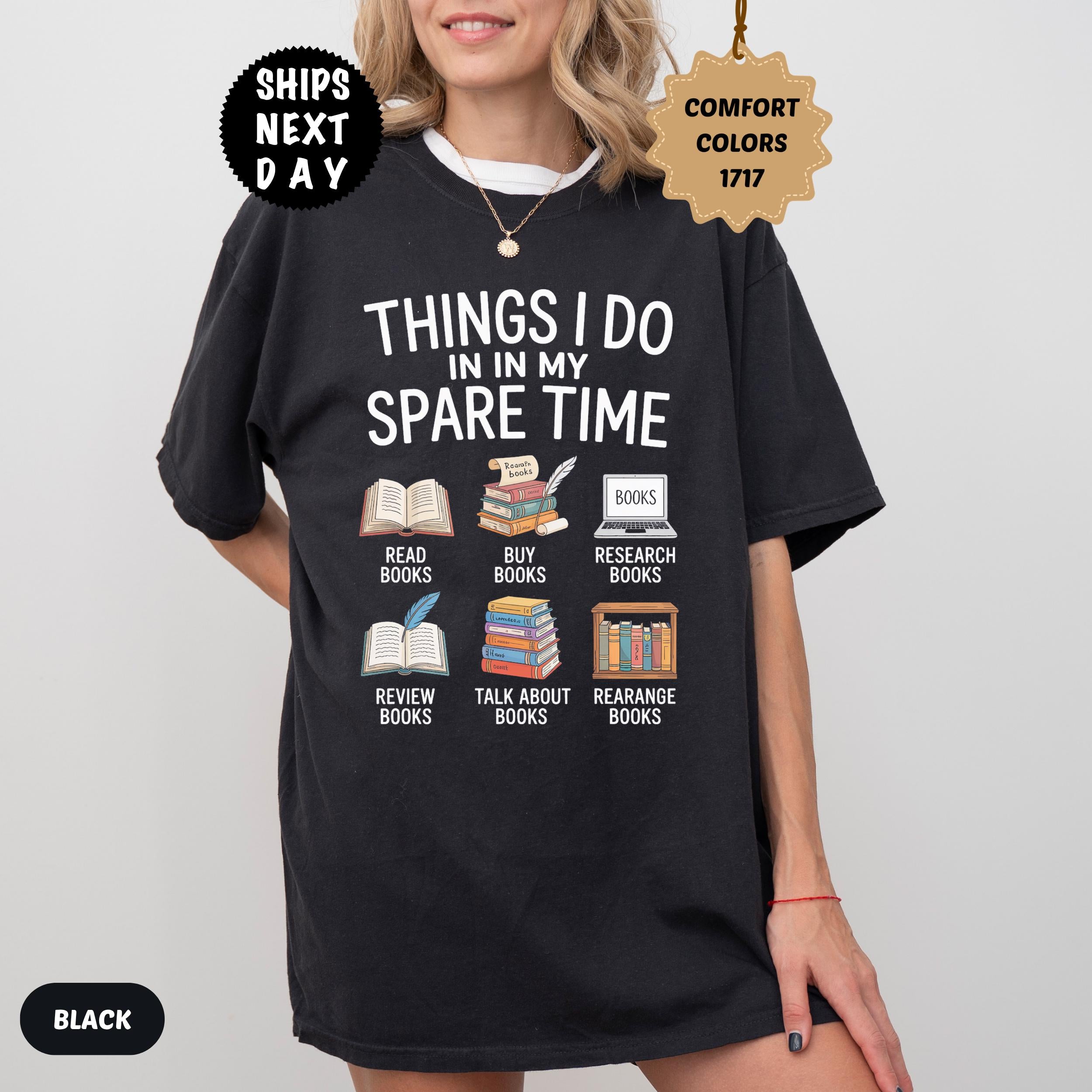 Comfort Colors Book Lover Things Spare Time Tee Unisex T-shirt, Sweatshirt, Hoodie (2)