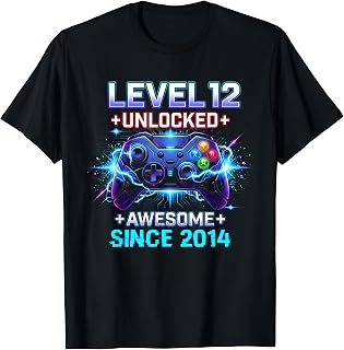 Level 12 Unlocked Since 2014 12th Birthday Boy Gamer Unisex T-shirt, Sweatshirt, Hoodie (1)