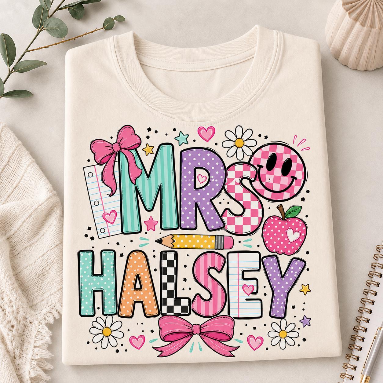 Custom Name Teacher Personalized Teacher Mrs Teacher Teacher Back School Kindergarten Teacher (4)