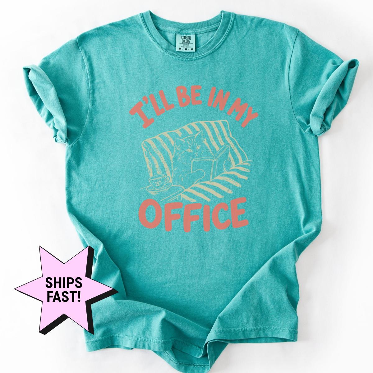 I'Ll Office Book Lover Cat Tee Comfort Colors Bookish Cat Reading Introvert Homebody Reader (3)