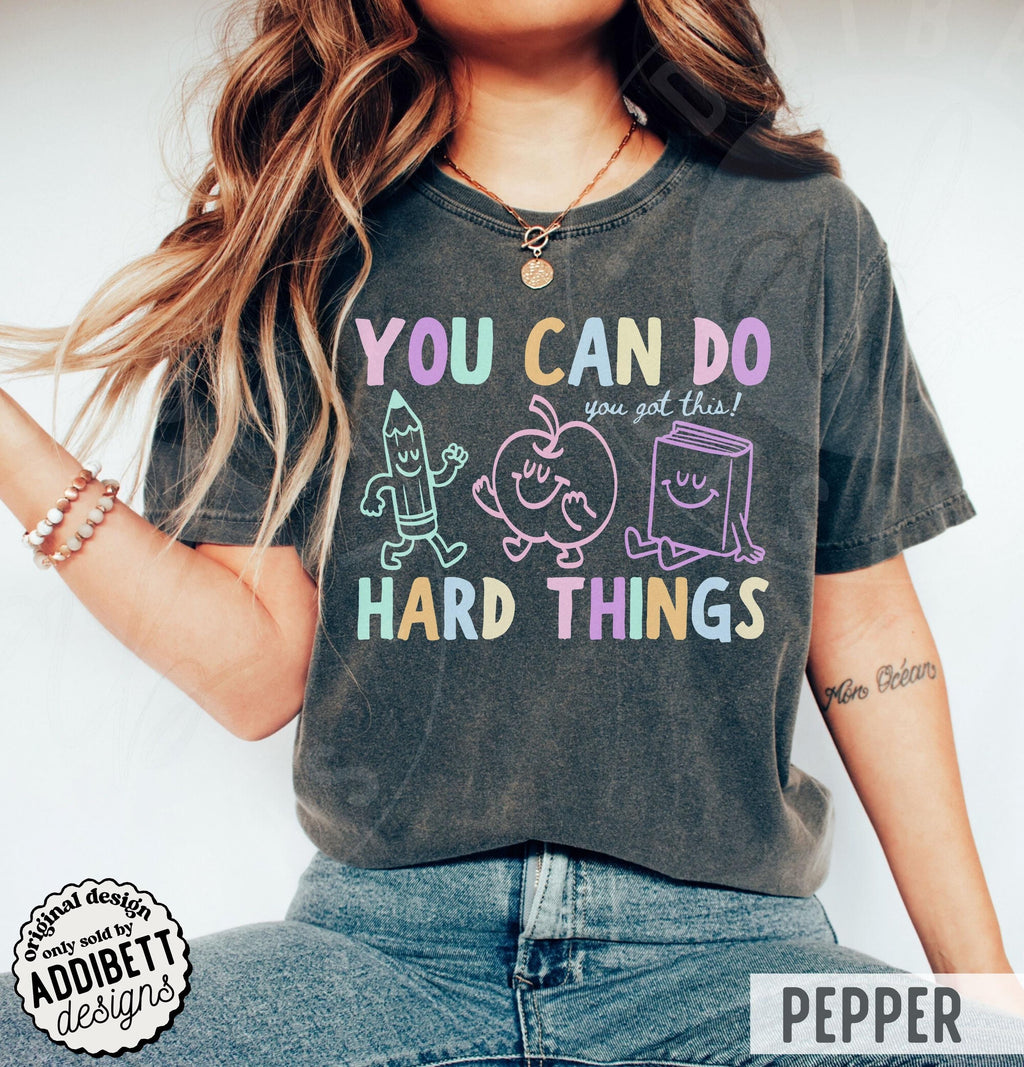 Comfort Colors Hard Things Colorful Retro Doodles Got Teacher Tee (2)