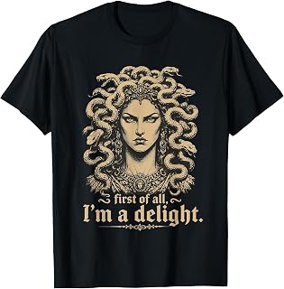 Retro First I'M Delight Medusa Gorgon Sarcastic Unisex T-shirt, Sweatshirt, Hoodie (1)