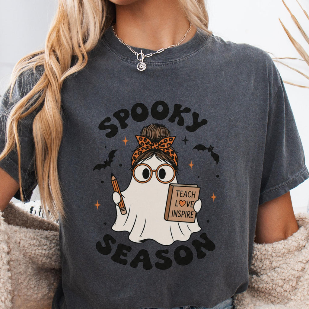 Spooky Season Teacher Ghost Teacher Halloween Tee Classroom Fall Educators (4)