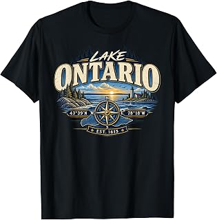 Lake Ontario Est 1615 Retro Vintage Stripe Unisex T-shirt, Sweatshirt, Hoodie (1)