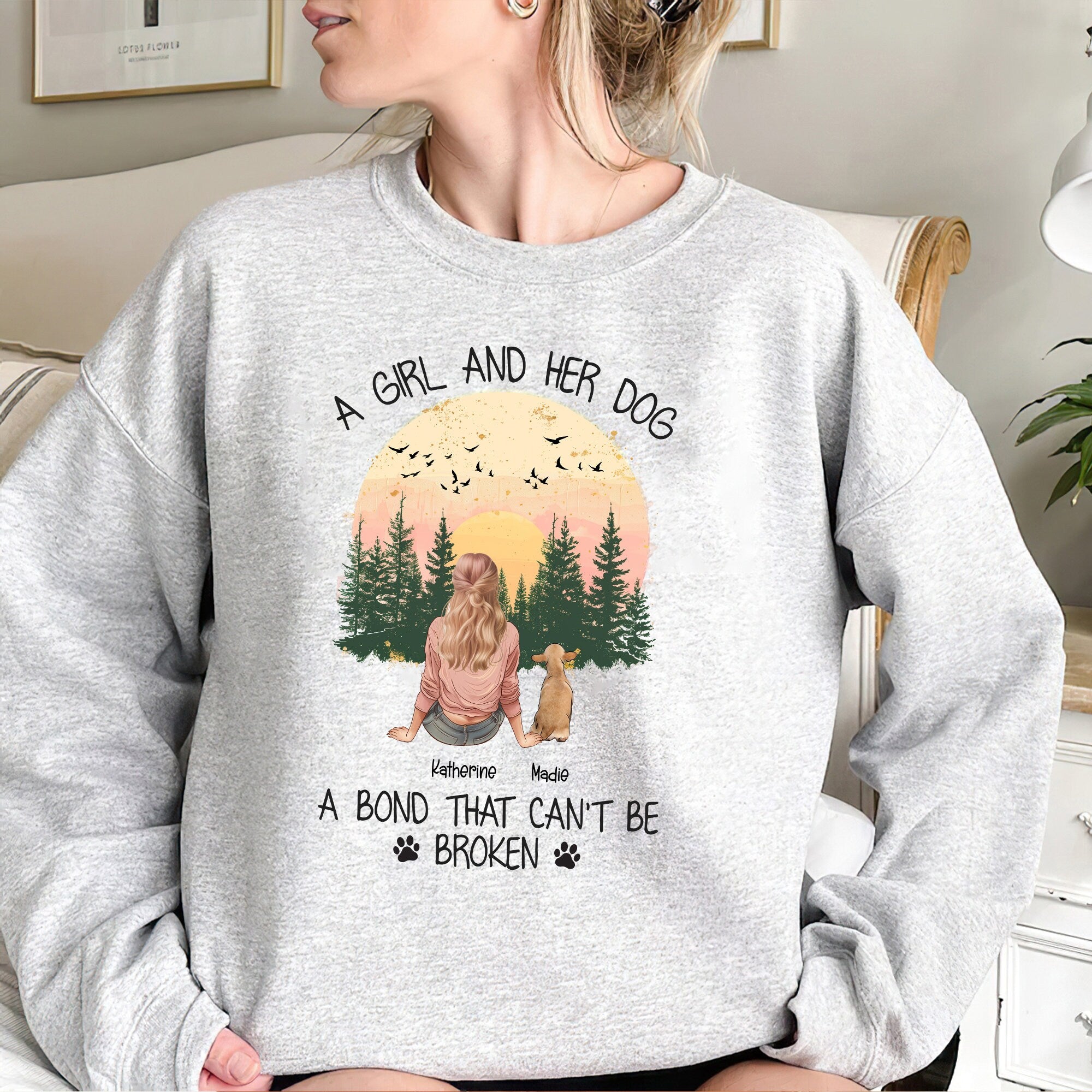 Personalized Girl Dog Custom Pet Lover Unisex T-shirt, Sweatshirt, Hoodie (2)