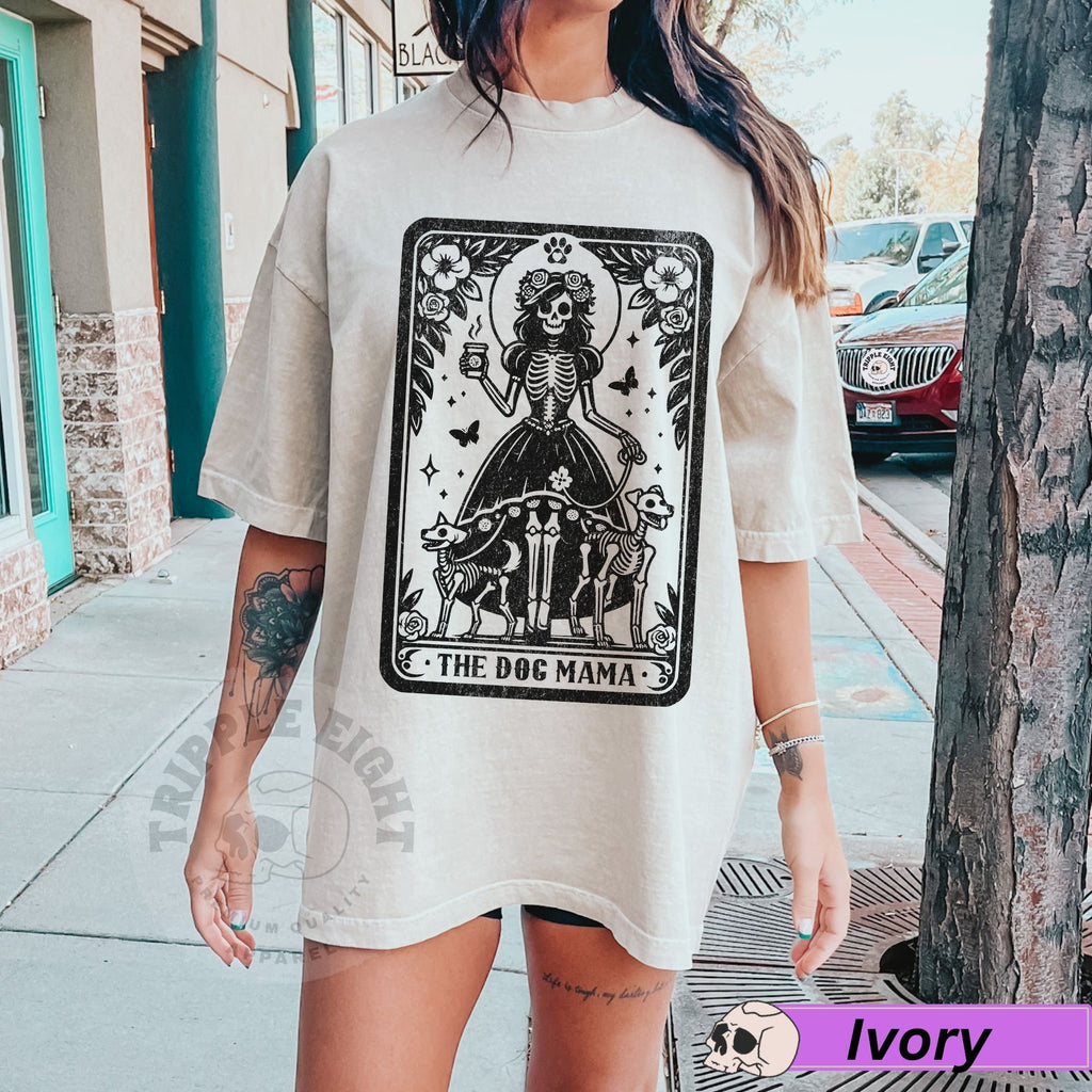 Dog Mama Tarot Card Witchy Skeleton Dog Lover Celestial Dog Puppy Mother Witchy Gothic Dog Lover Skeleton Comfort Colors (1)
