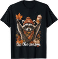Tis Season Fall Raccoon Pumpkin Coffee Autumn Unisex T-shirt, Sweatshirt, Hoodie (1)