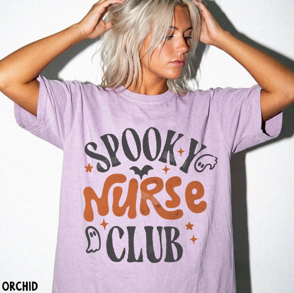 Spooky Nurse Club Nurse Halloween Halloween Nurse Registered Nurse Nurse Work Ghost Halloween Tee (3)