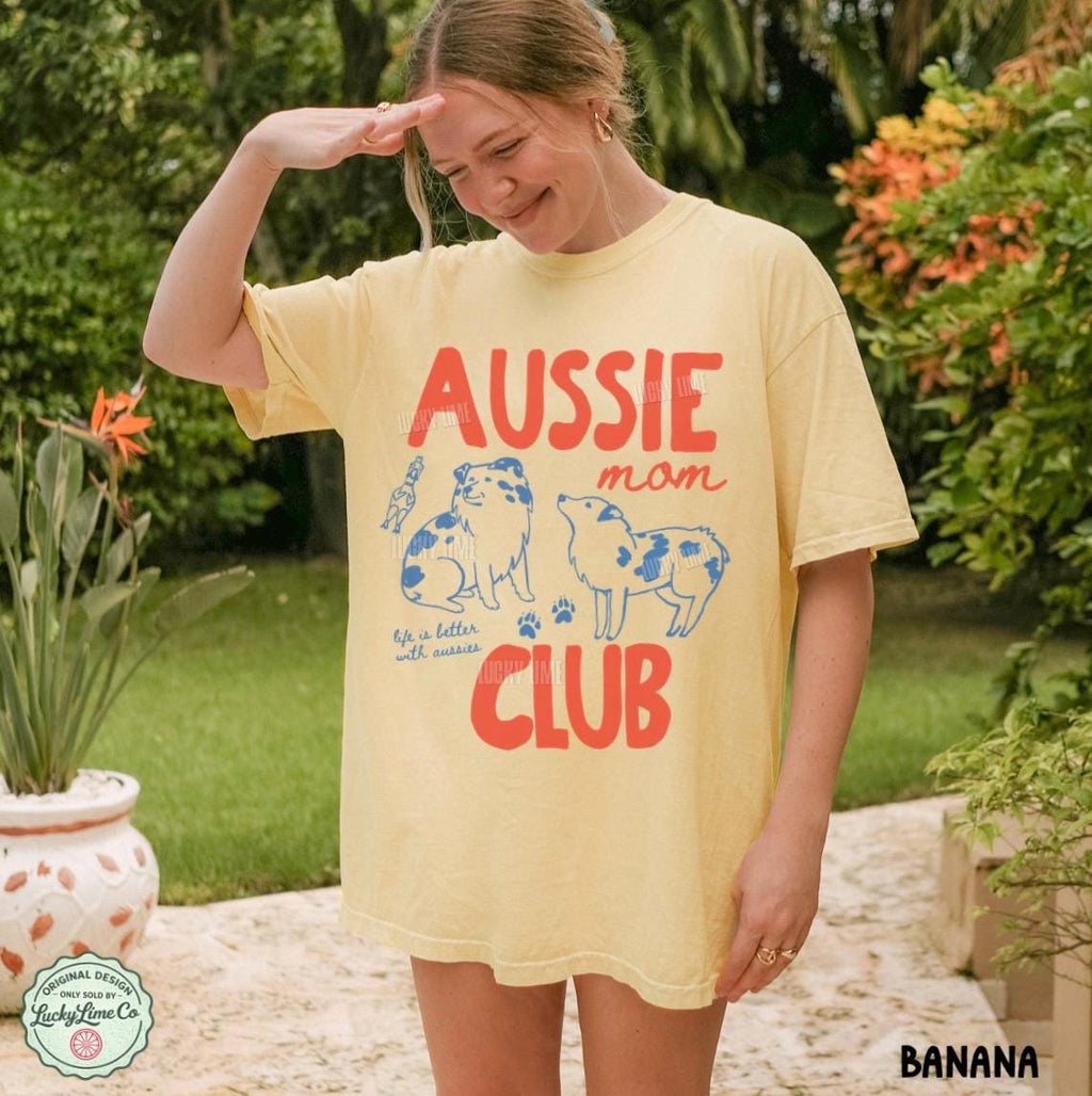 Aussie Mom Club Australian Shepherd Dog Mom Dog Mama Comfort Colors Dog Mom Tee Fur Mama Pet Parent (3)