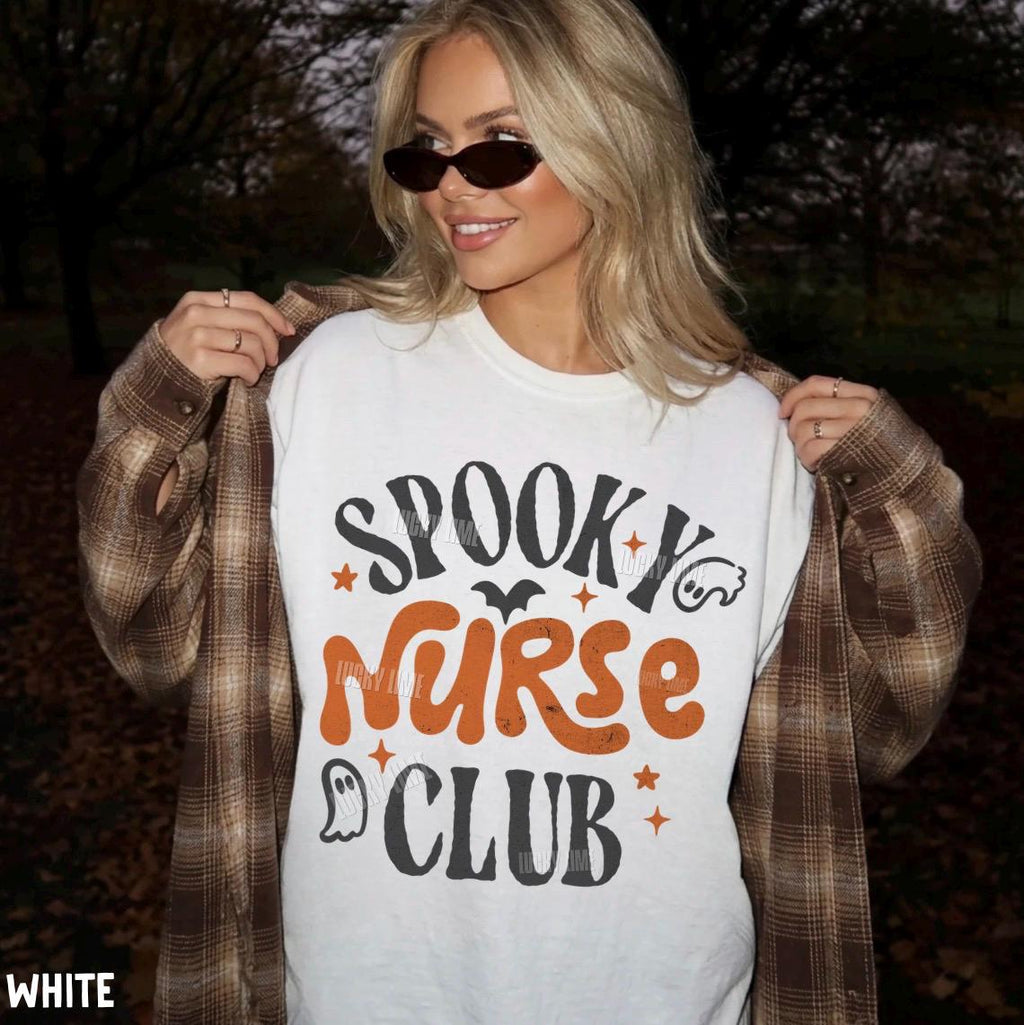 Spooky Nurse Club Nurse Halloween Halloween Nurse Registered Nurse Nurse Work Ghost Halloween Tee (2)