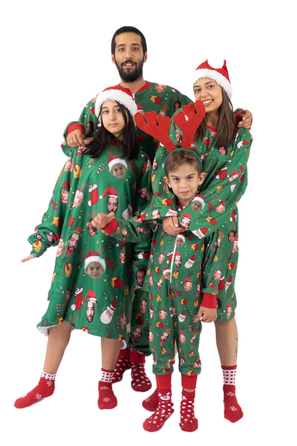 Christmas Custom Face Family Matching Pajama Collection Hoodie Blanket