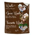 Personalized Great Uncle Blanket, Custom Family Photo Gift, Uncle Gift, Favorite Uncle Gift, Uncle Birthday Gift