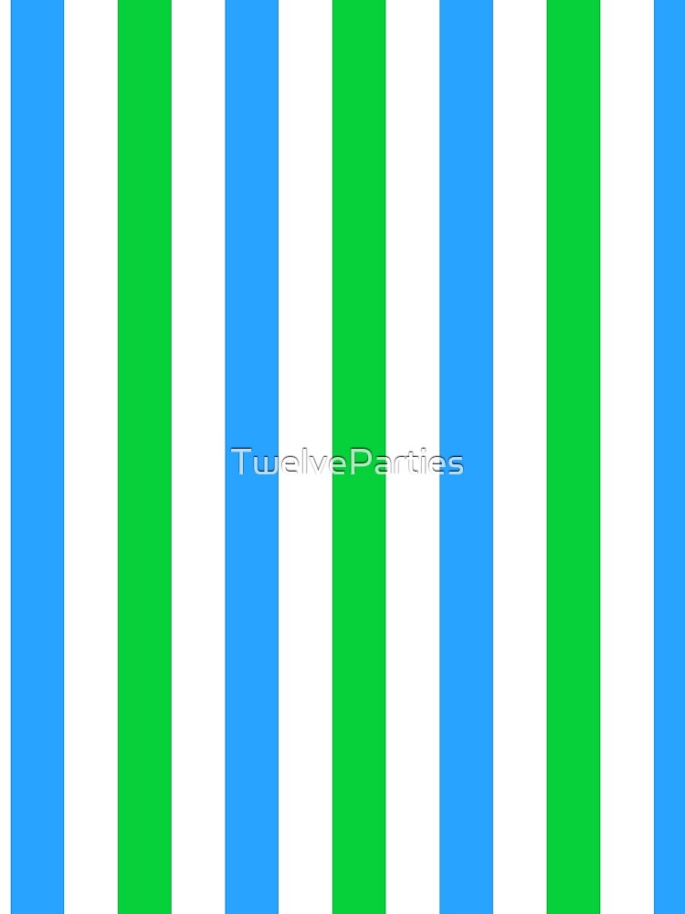 Green and Blue Vertical Stripe Pattern in White by TwelveParties