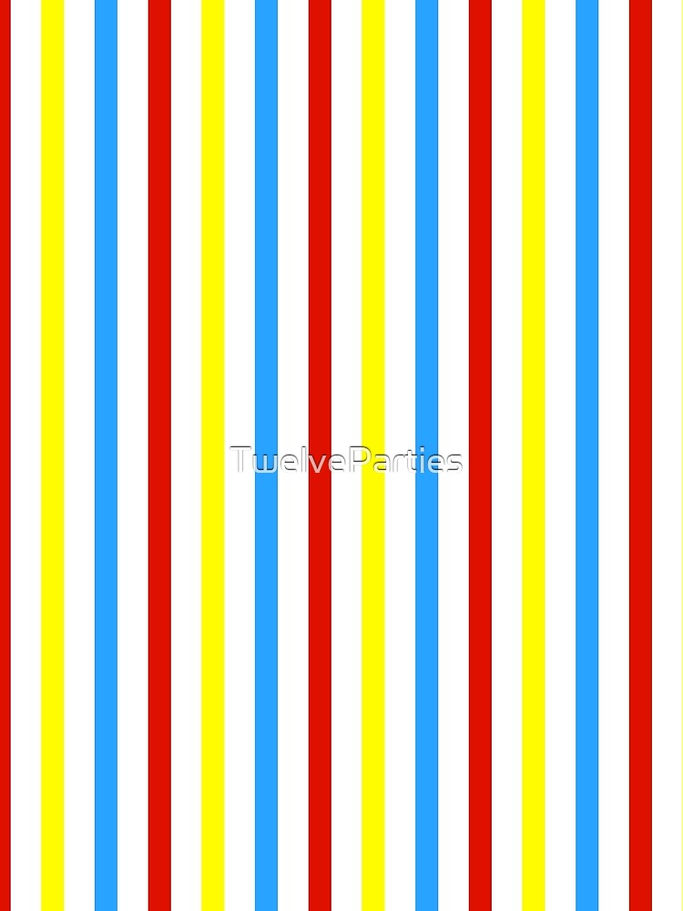 Red, Yellow and Blue Vertical Stripes in White by TwelveParties