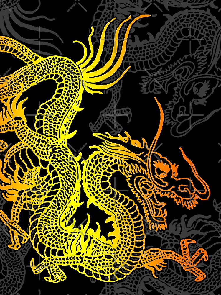 Golden Chinese Dragon Pattern by EddieBalevo