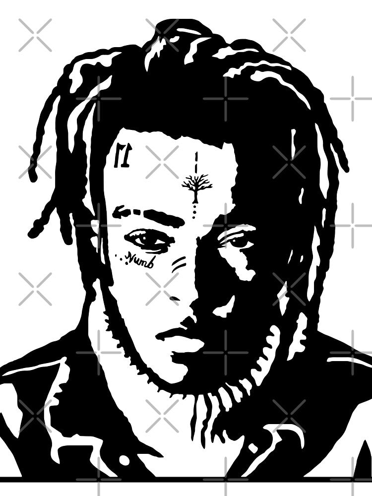 XXXTentacion Black and White Silhouette Graphic Design by Zigmak