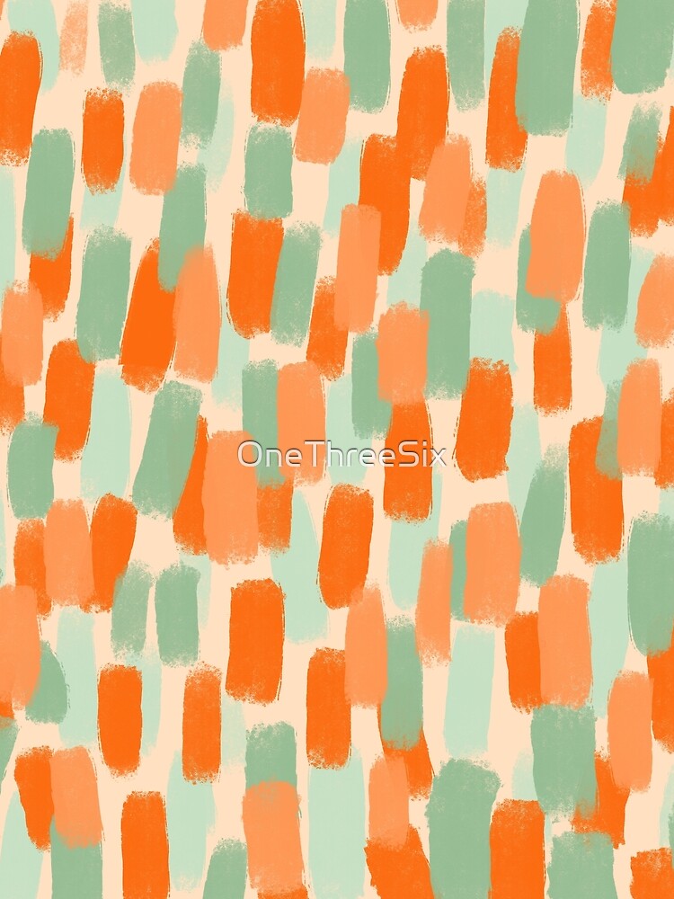 Abstract, Orange with Green, Paint Brush Effect by OneThreeSix