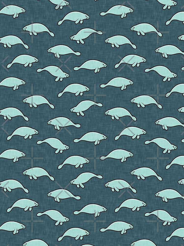 manatees - teal on dark blue by littlearrow