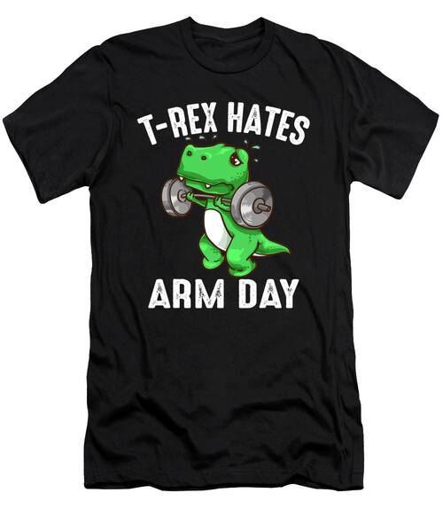 Funny T-rex Dinosaur Fitness Art Cute Arm Workout Men Boys T-shirt T-Shirt