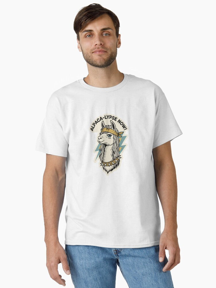 “Alpaca-lypse Now” Funny Tough Alpaca Pun Retro Action Parody Classic T-Shirt