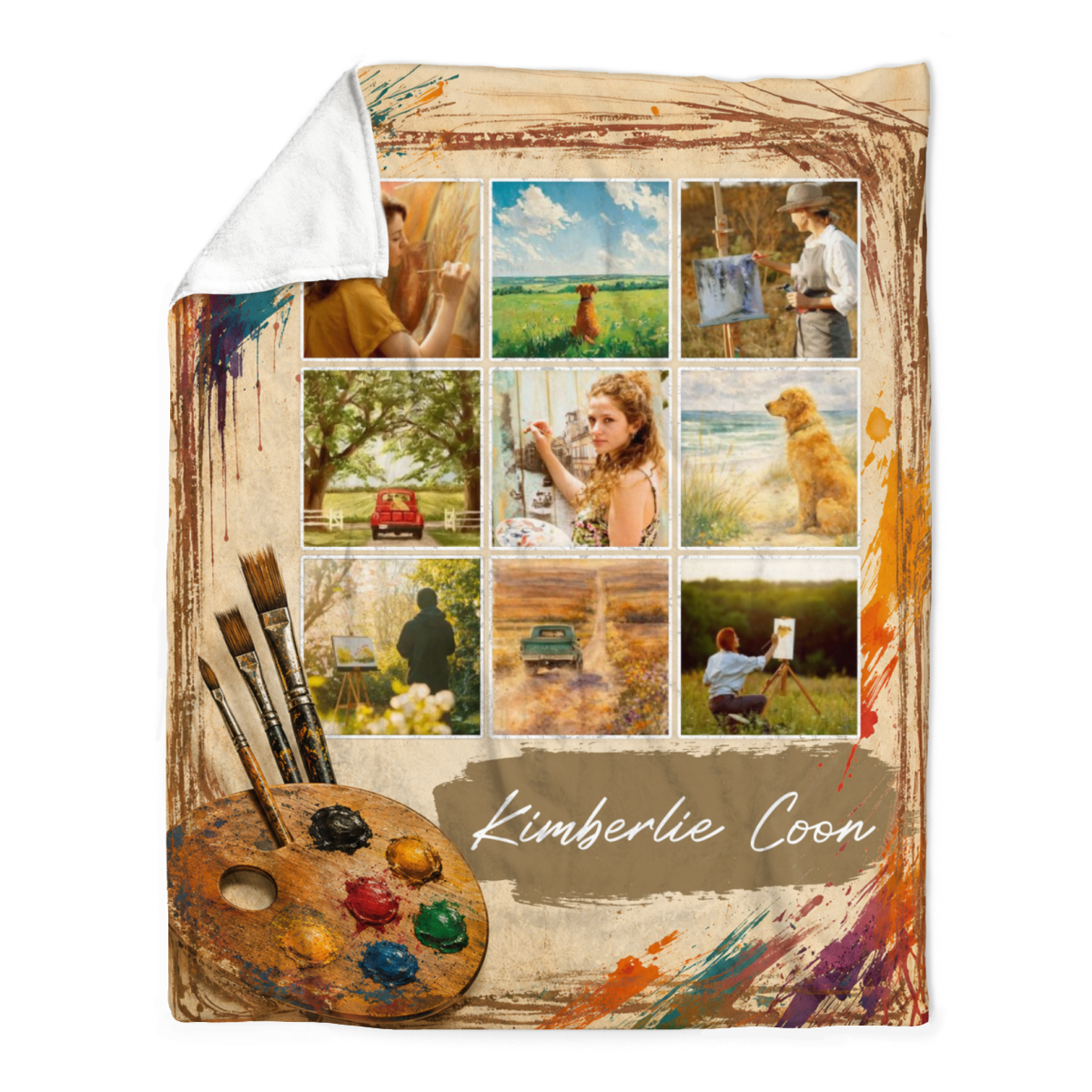 Artist Portfolio Blanket, Personalized Painter Gift, Artist Artwork Collection Blanket, Fine Art Throw, Art Lover Gift, Painting Studio Decor