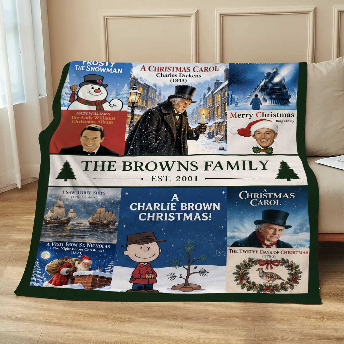 Personalized Christmas Movie Blanket, Christmas Vacation Blanket, Family Christmas Blanket, Christmas Movie Night Blanket, Gift for Movie Lovers