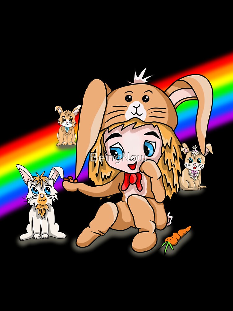 rainbow cartoon rabbit by BeingNow