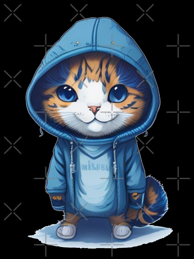 Cool Cat in Blue Hoody by BamboozledCo