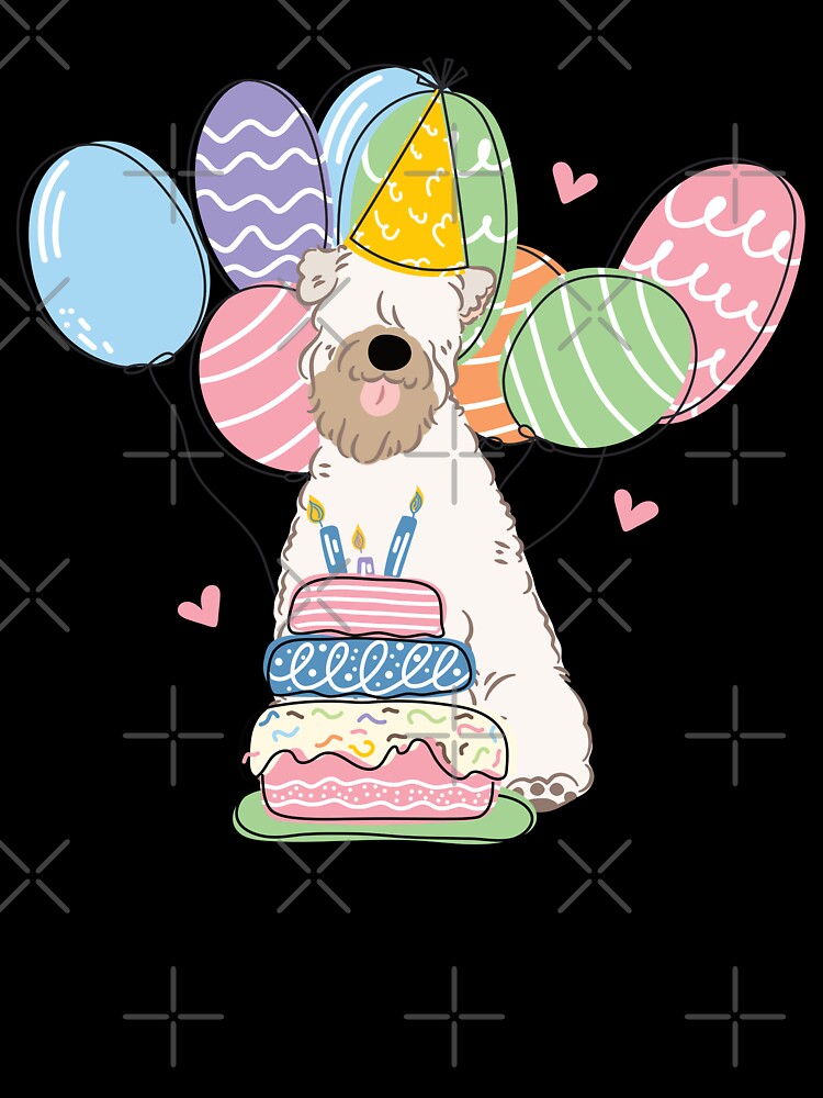 White Soft Coated Wheaten Terrier Dog Birthday Party by Lulupainting