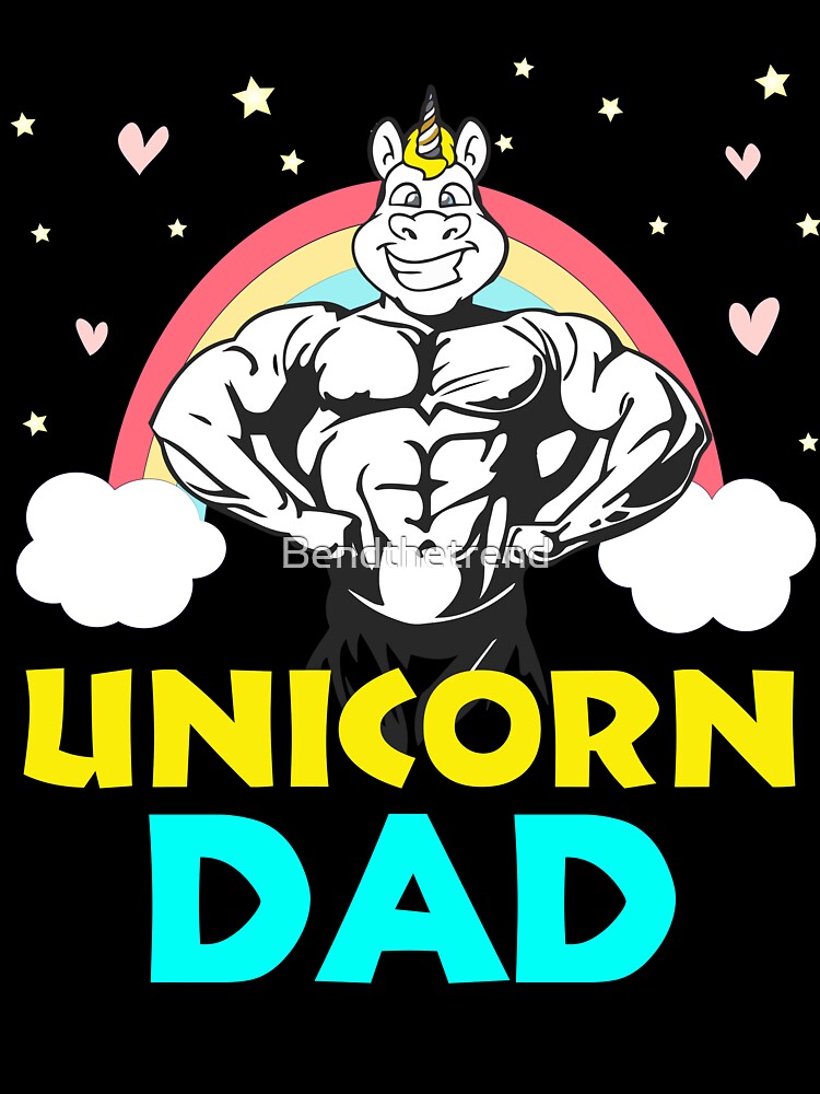 Unicorn Theme Colorful Dad Party Funny Novelty Gift Shirt by Bendthetrend