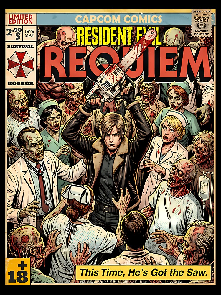 Resident Evil 9 Requiem Leon Vintage Comic Cover Art by WADSWORTHSTUDIO