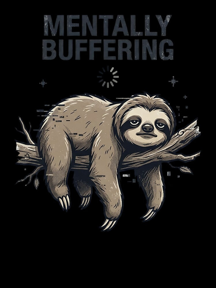 Mentally Buffering Sloth Oversized Graphic Tee – Minimal Burnout Sloth Shirt by ZyxDes