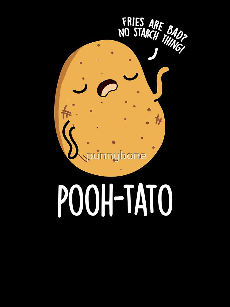 Pooh-tato Funny Potato Pun (Dark BG) by punnybone